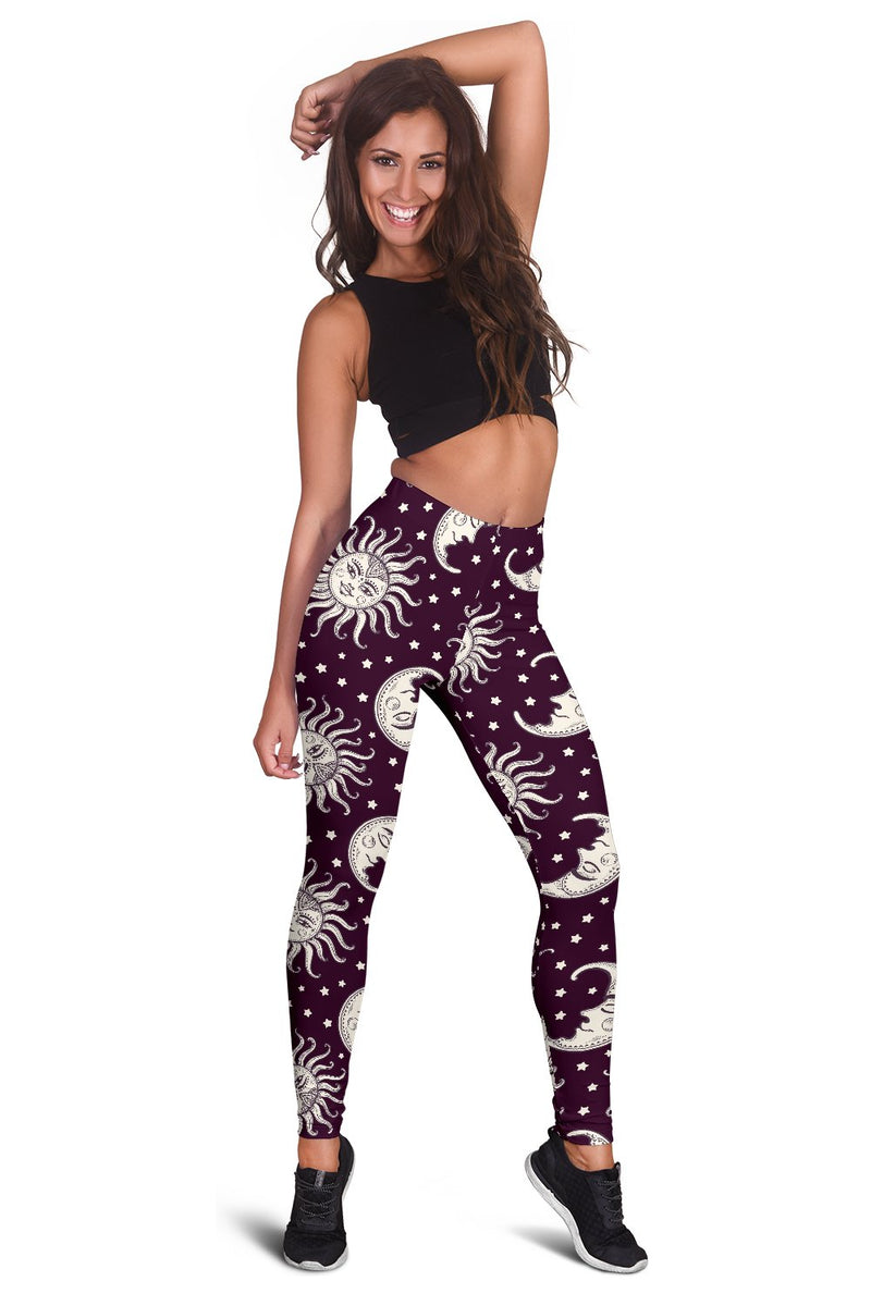 Sun Moon Face Women Leggings