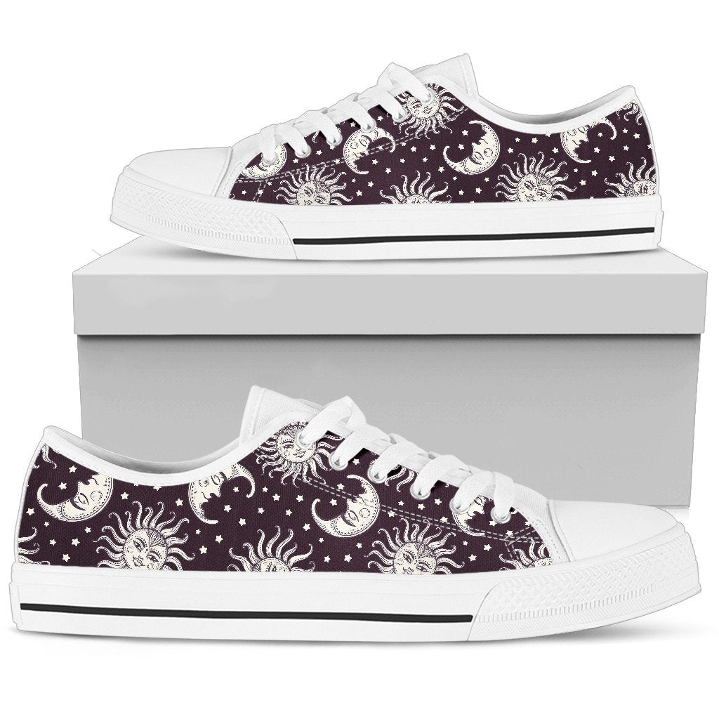 Sun Moon Face Women Low Top Shoes