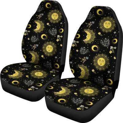 Sun Moon Golden Design Themed Print Universal Fit Car Seat Covers-JorJune