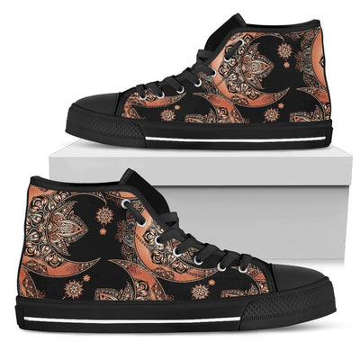 Sun Moon Mandala Men High Top Shoes