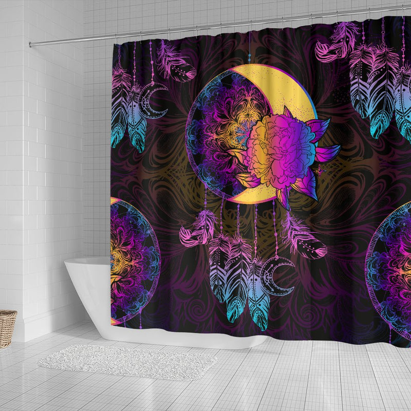 Sun Moon Mandala Rainbow Shower Curtain