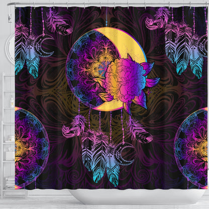 Sun Moon Mandala Rainbow Shower Curtain