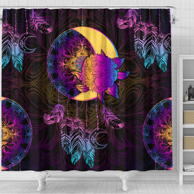 Sun Moon Mandala Rainbow Shower Curtain