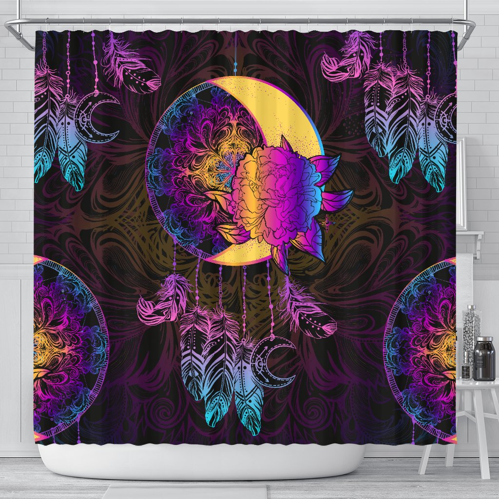 Sun Moon Mandala Rainbow Shower Curtain