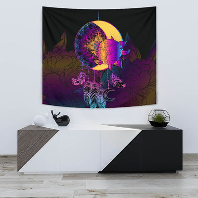 Sun Moon Mandala Rainbow Wall Tapestry