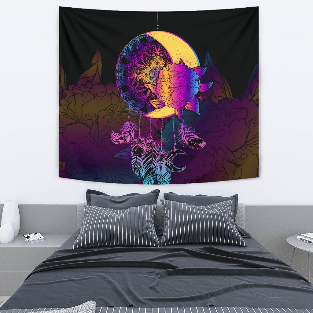 Sun Moon Mandala Rainbow Wall Tapestry