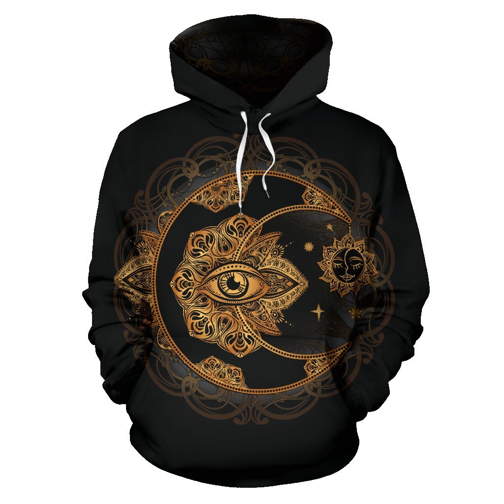 Sun Moon mandala Third eye All Over Print Hoodie-Recovered