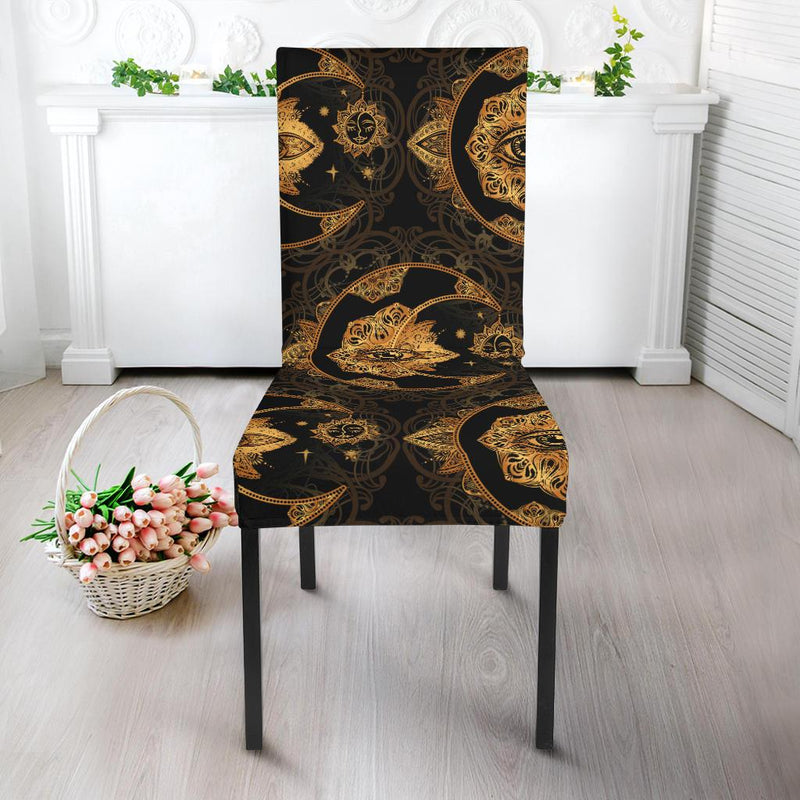 Sun Moon mandala Third eye Dining Chair Slipcover-JORJUNE.COM