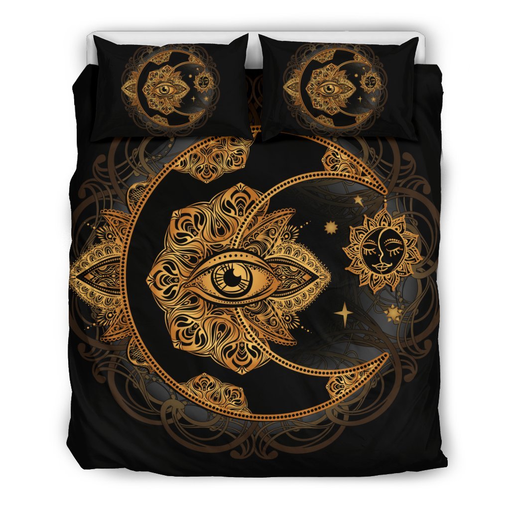 Sun Moon mandala Third eye Duvet Cover Bedding Set