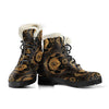 Sun Moon mandala Third eye Faux Fur Leather Boots