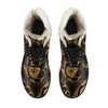 Sun Moon mandala Third eye Faux Fur Leather Boots