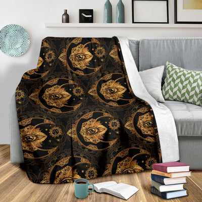 Sun Moon Mandala Third Eye Fleece Blanket