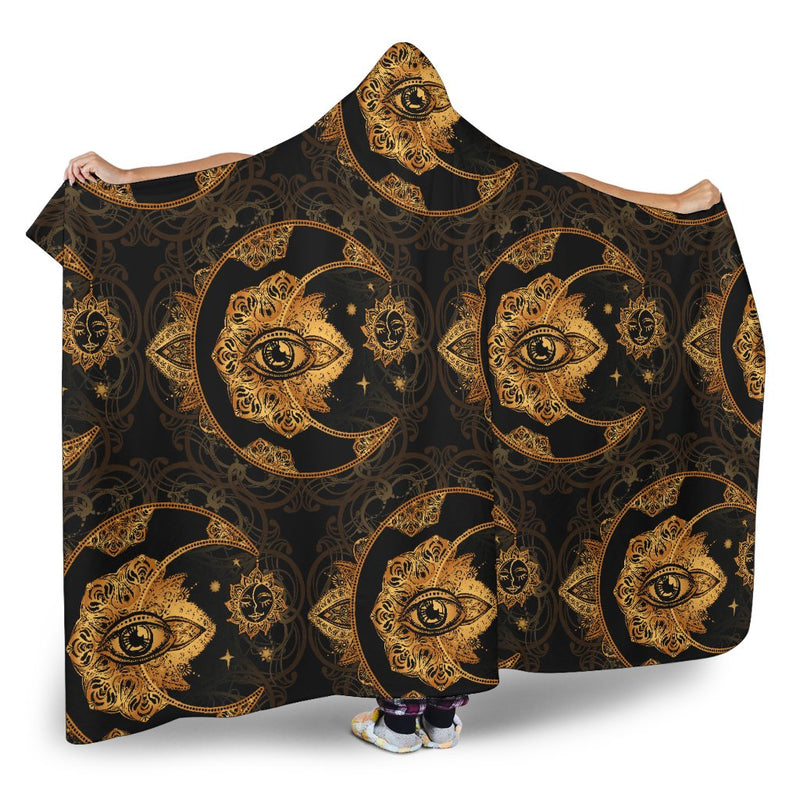 Sun Moon mandala Third eye Hooded Blanket-JORJUNE.COM