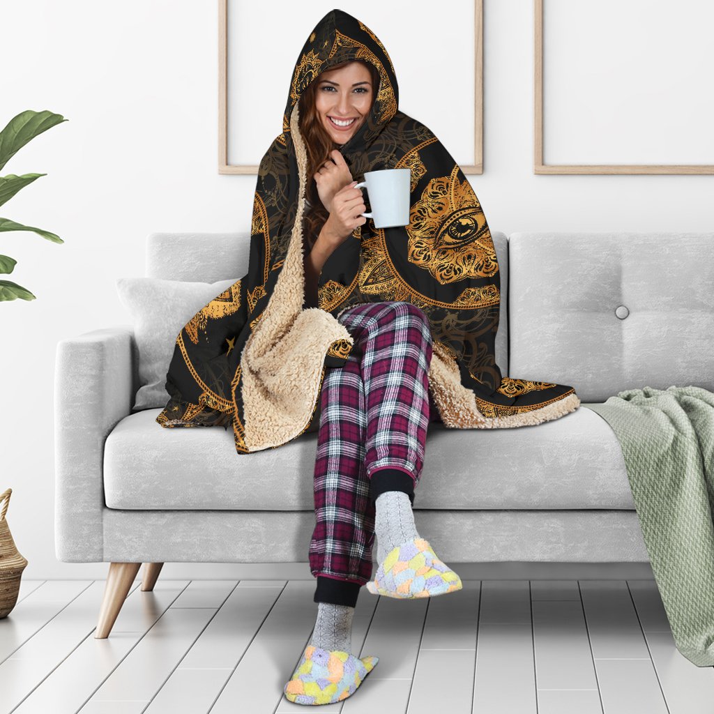 Sun Moon mandala Third eye Hooded Blanket-JORJUNE.COM
