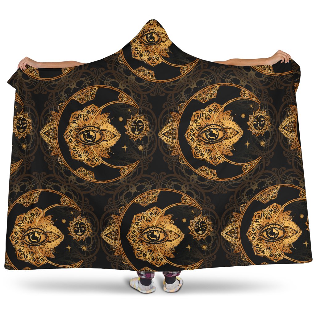 Sun Moon mandala Third eye Hooded Blanket-JORJUNE.COM