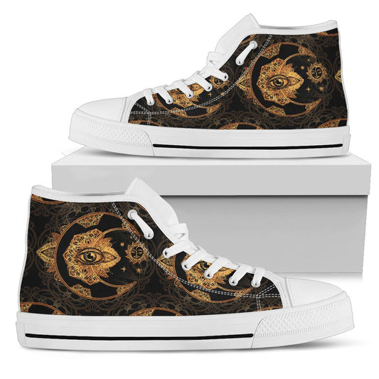 Sun Moon mandala Third eye Men High Top Shoes