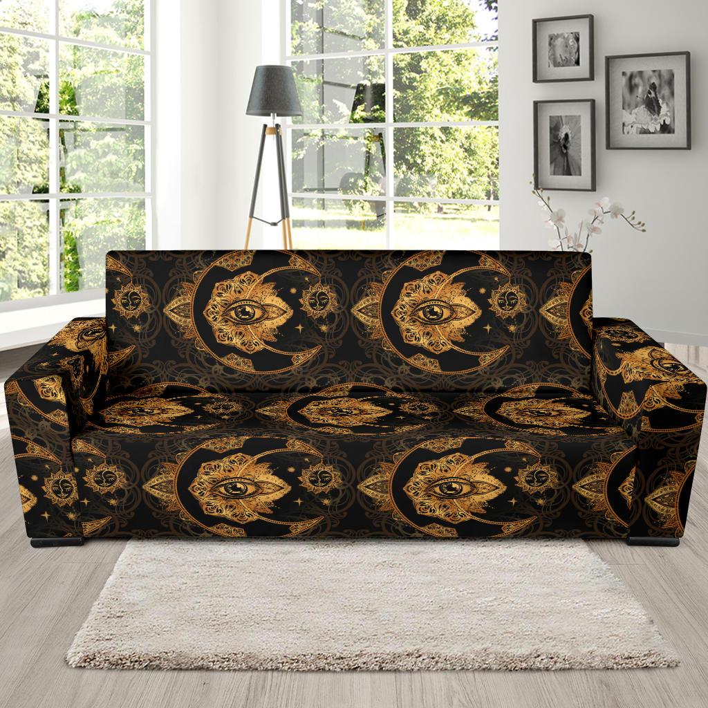 Sun Moon mandala Third eye Sofa Slipcover-JORJUNE.COM