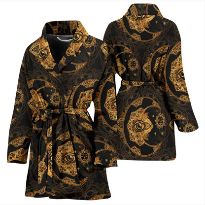 Sun Moon mandala Third eye Women Bath Robe