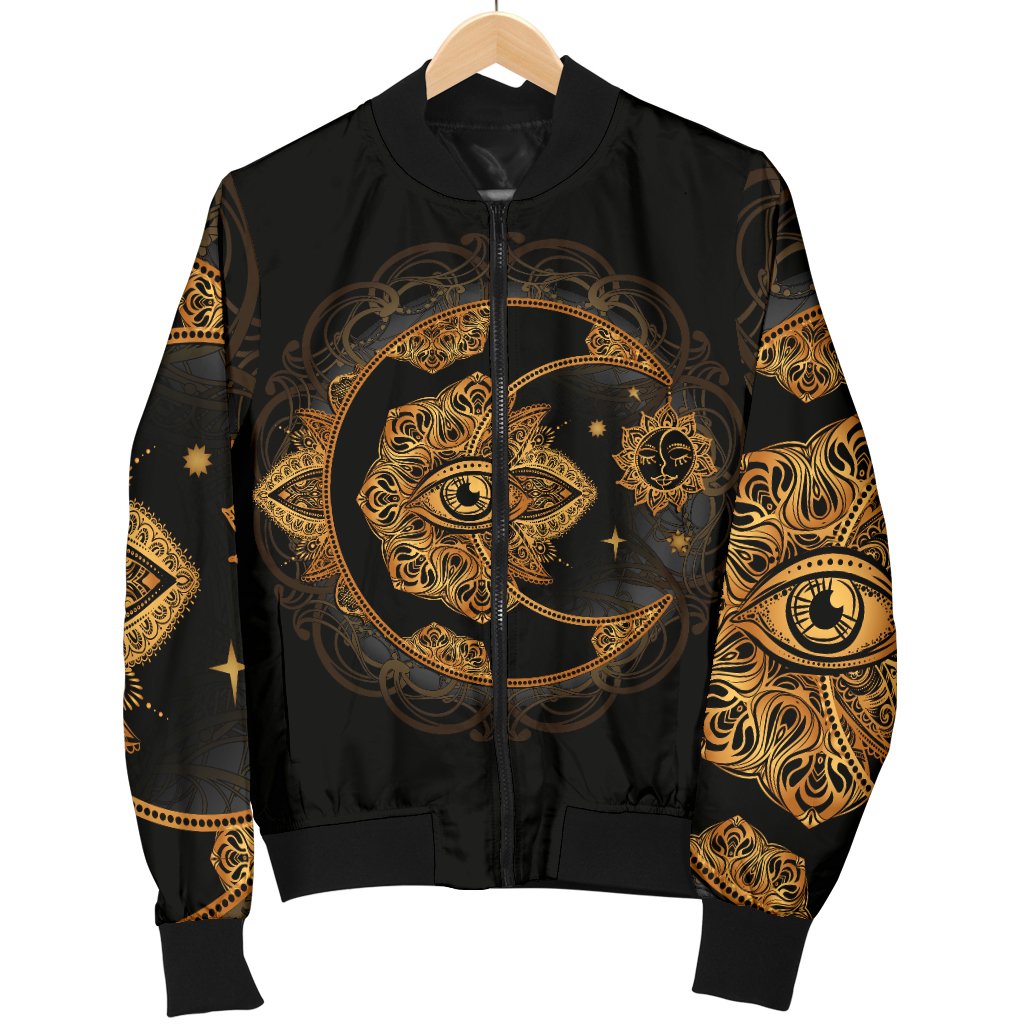 Sun Moon Mandala Third Eye Women Casual Bomber Jacket