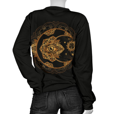 Sun Moon Mandala Third Eye Women Crewneck Sweatshirt