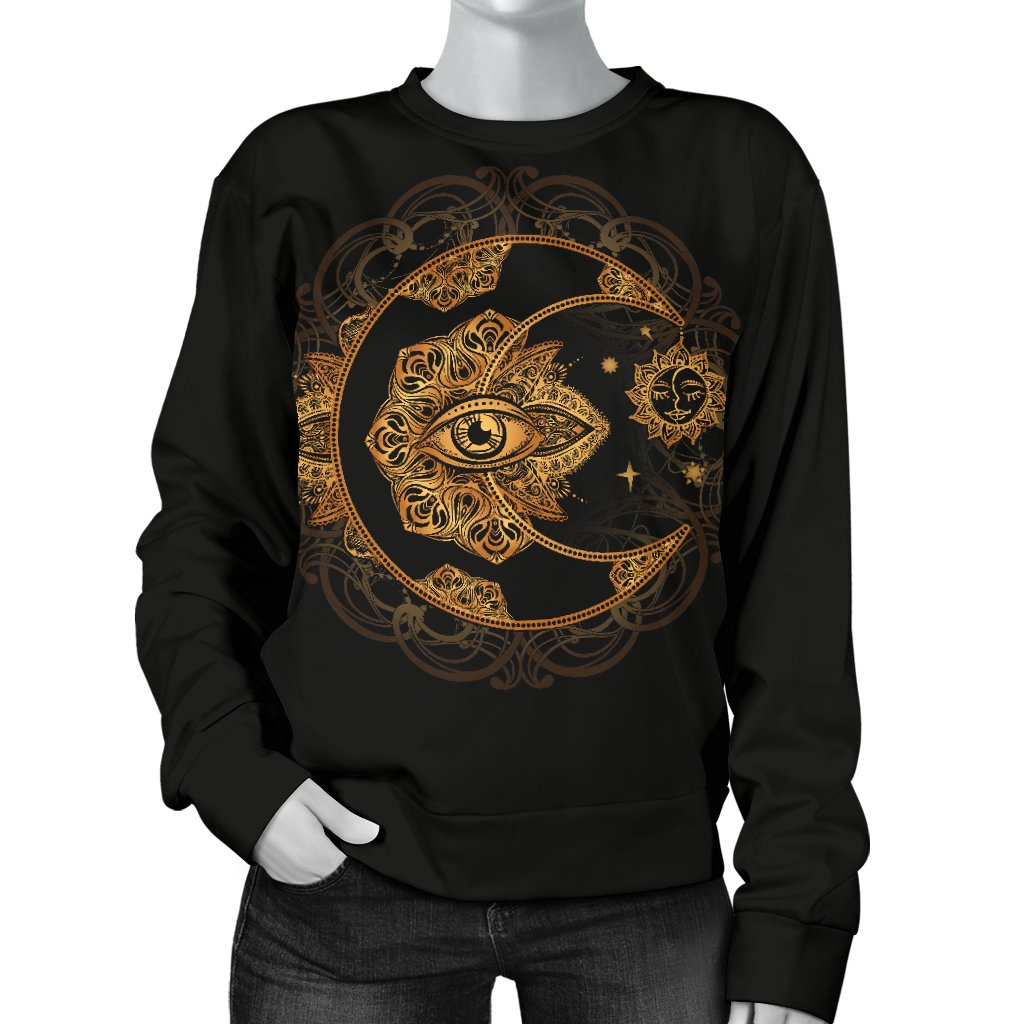 Sun Moon Mandala Third Eye Women Crewneck Sweatshirt