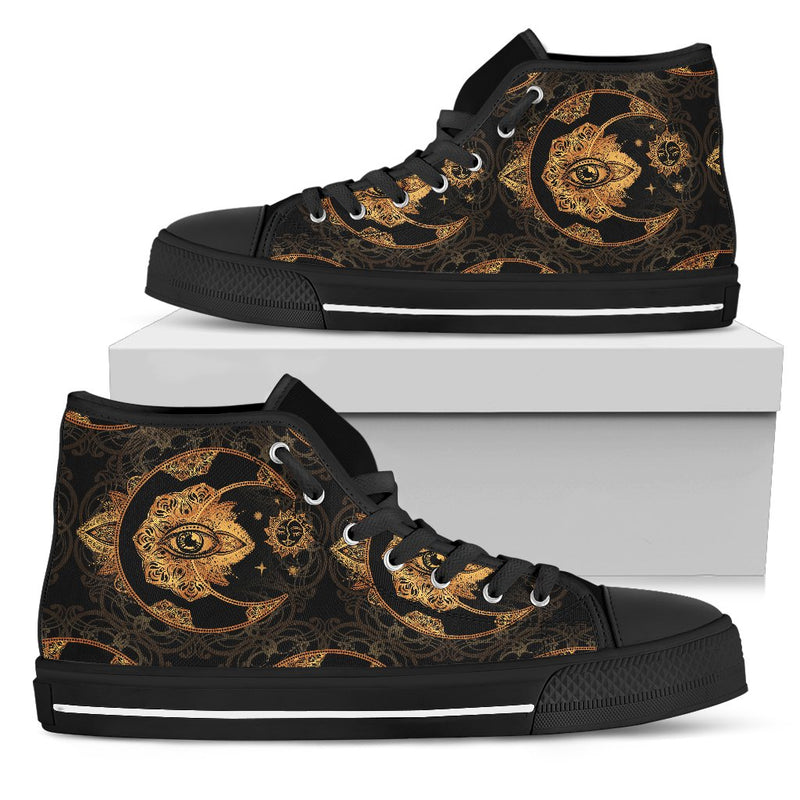 Sun Moon Mandala Third Eye Women High Top Shoes