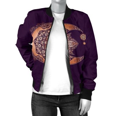 Sun Moon Mandala Women Casual Bomber Jacket