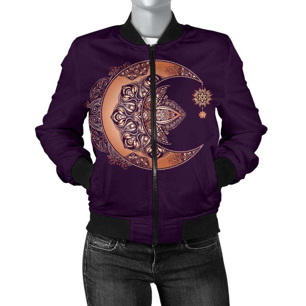 Sun Moon Mandala Women Casual Bomber Jacket