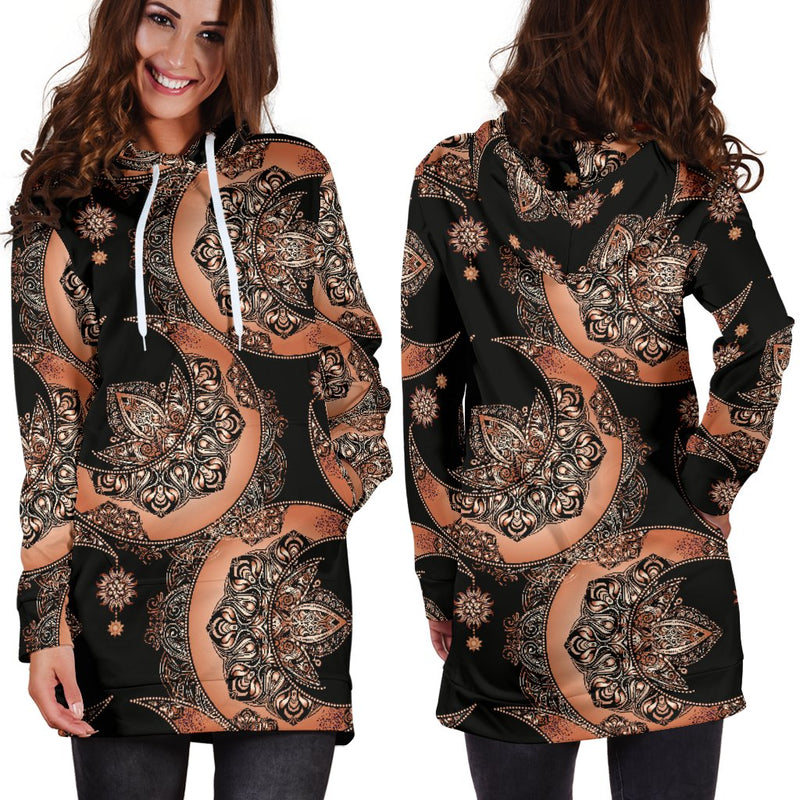 Sun Moon Mandala Women Hoodie Dress