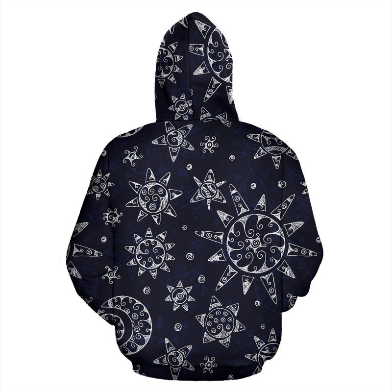 Sun Moon Pattern All Over Print Hoodie