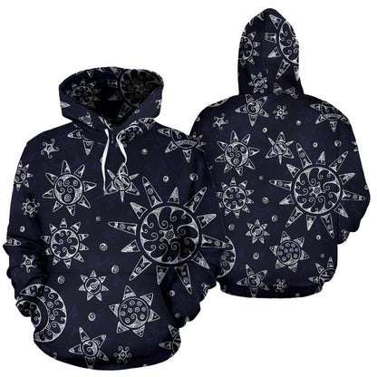 Sun Moon Pattern All Over Print Hoodie