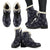 Sun Moon Pattern Faux Fur Leather Boots