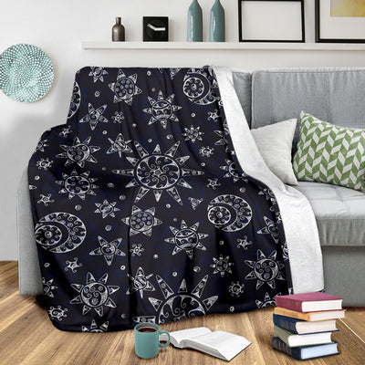 Sun Moon Pattern Fleece Blanket