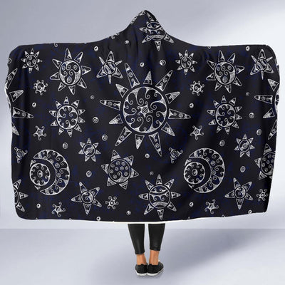Sun Moon Pattern Hooded Blanket-JORJUNE.COM
