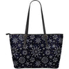 Sun Moon Pattern Large Leather Tote Bag