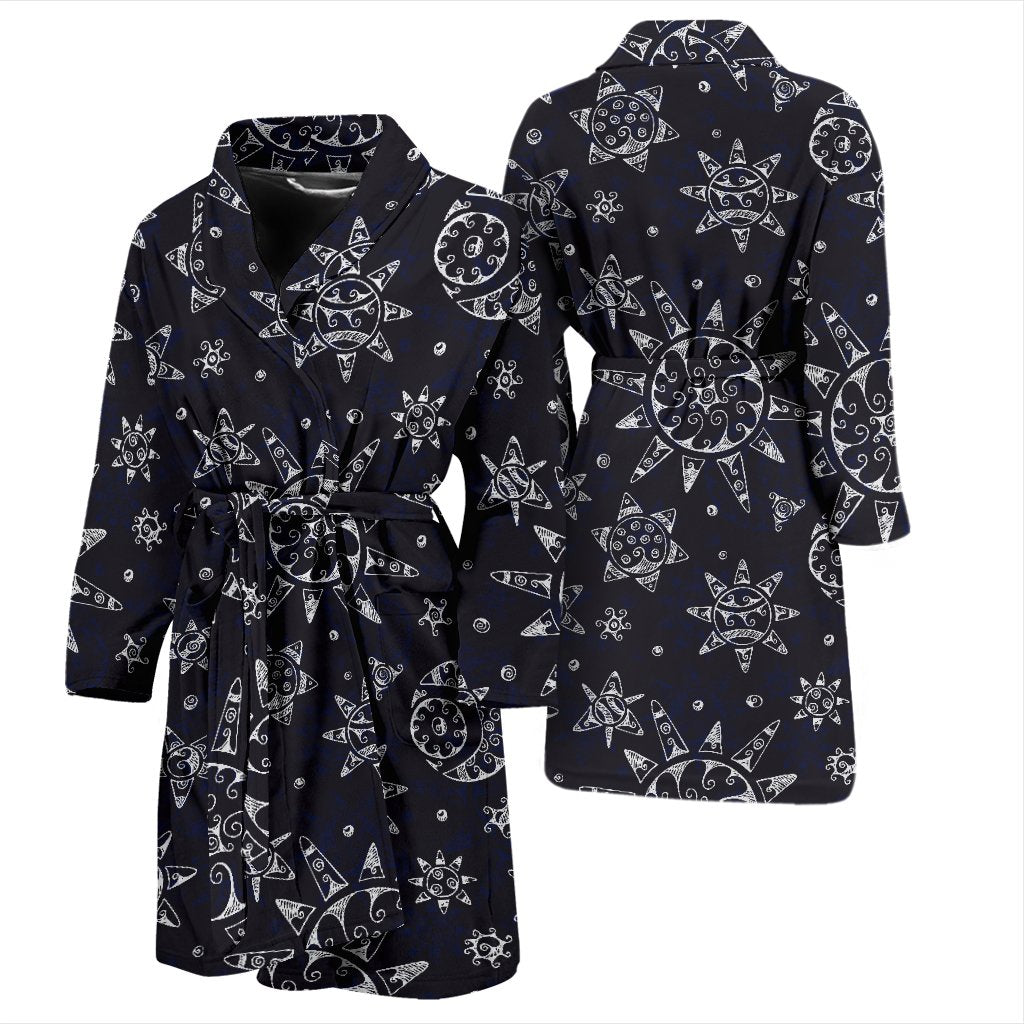 Sun Moon Pattern Men Bath Robe