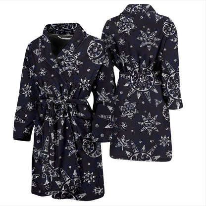 Sun Moon Pattern Men Bath Robe