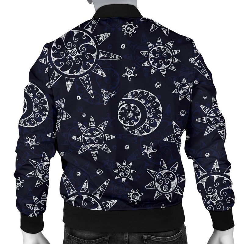 Sun Moon Pattern Men Casual Bomber Jacket