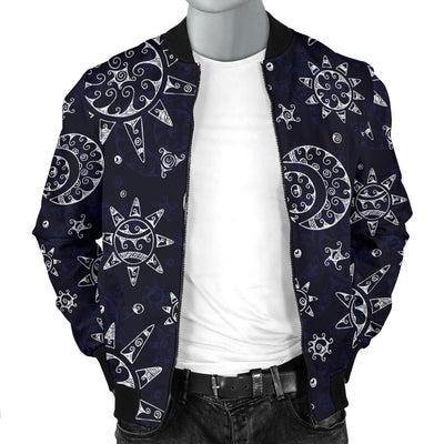 Sun Moon Pattern Men Casual Bomber Jacket