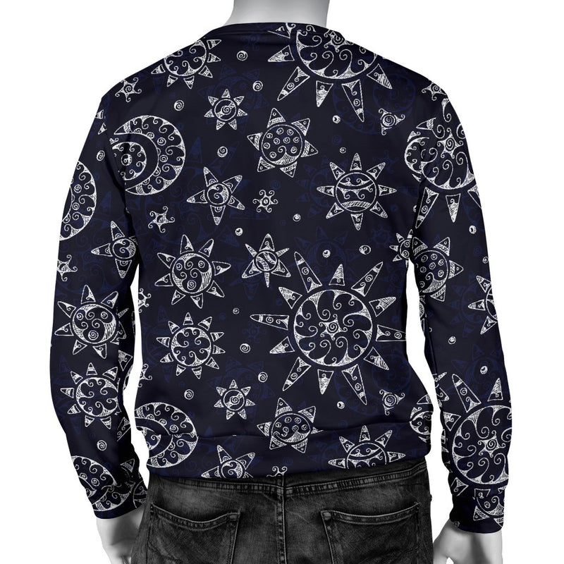 Sun Moon Pattern Men Crewneck Sweatshirt