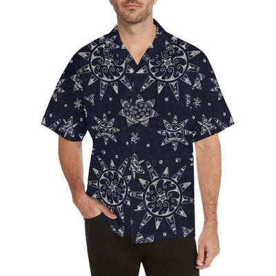 Sun Moon Pattern Men Hawaiian Shirt