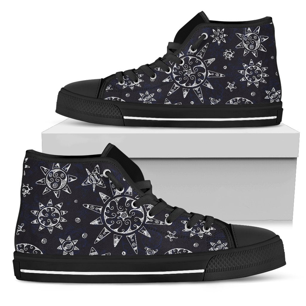 Sun Moon Pattern Men High Top Shoes