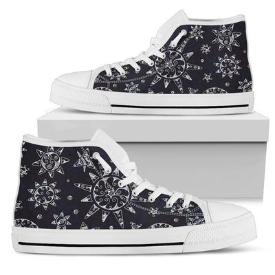 Sun Moon Pattern Men High Top Shoes