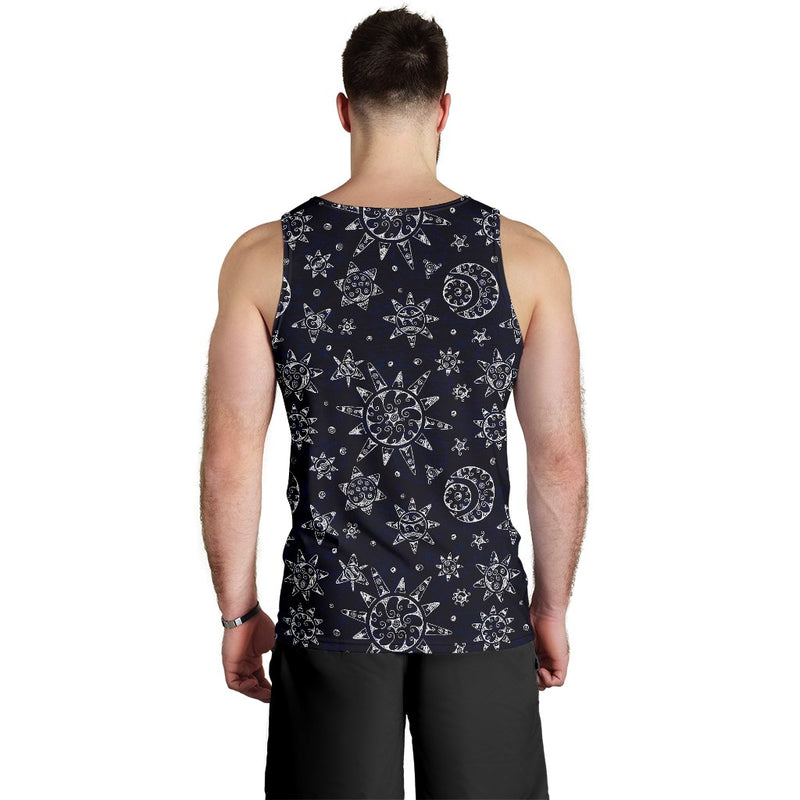 Sun Moon Pattern Men Tank Top