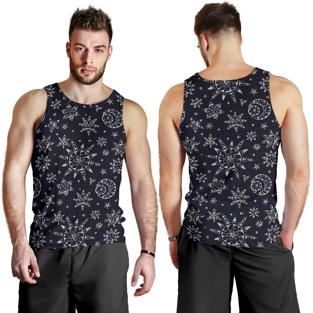 Sun Moon Pattern Men Tank Top