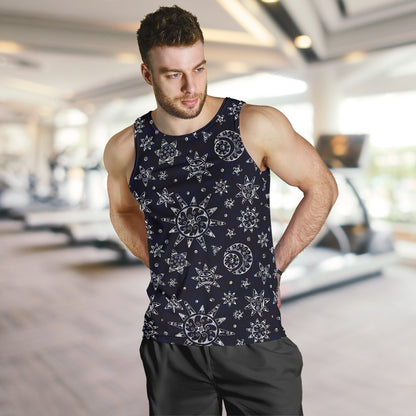 Sun Moon Pattern Men Tank Top