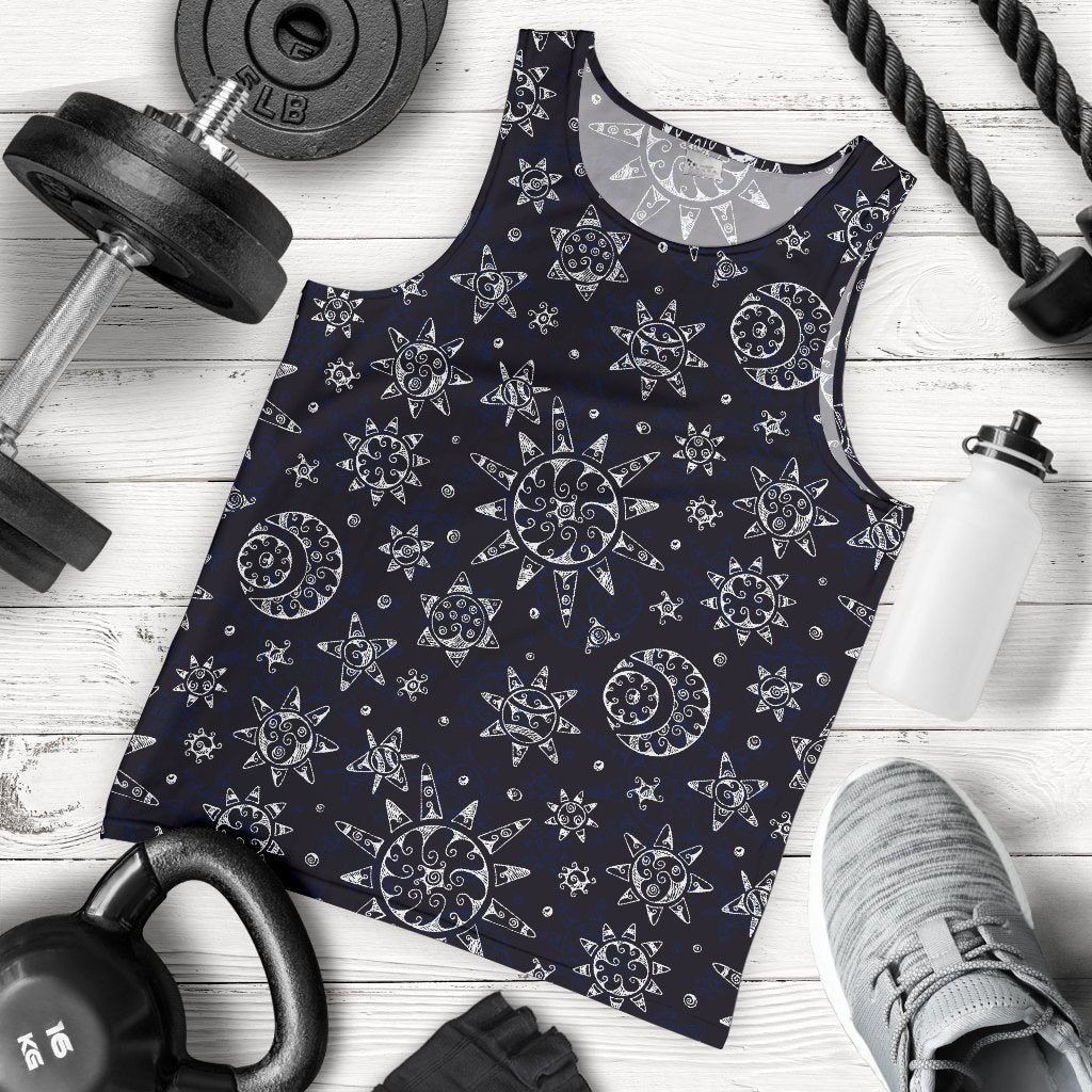 Sun Moon Pattern Men Tank Top