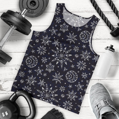 Sun Moon Pattern Men Tank Top