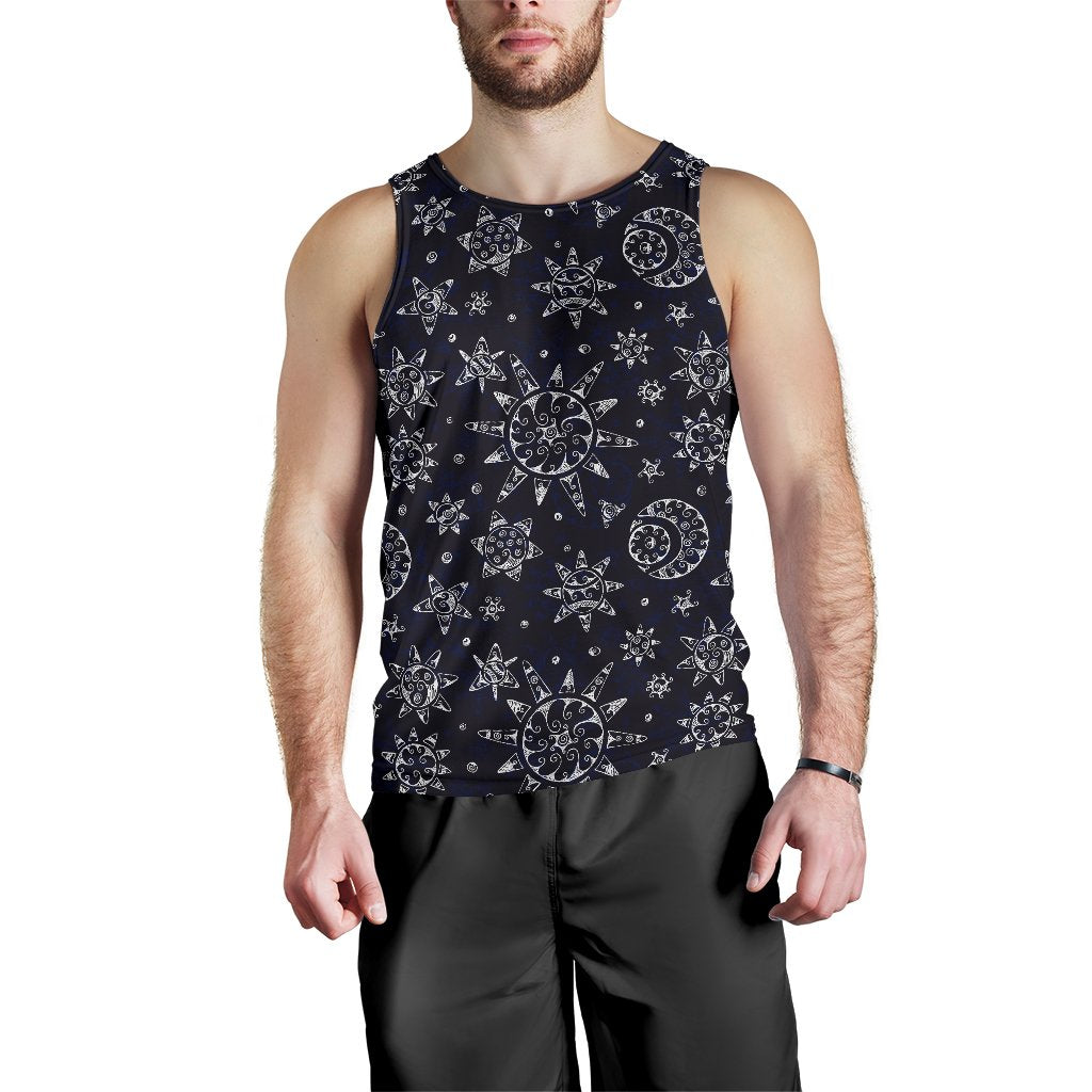 Sun Moon Pattern Men Tank Top