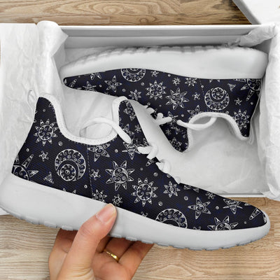 Sun Moon Pattern Mesh Knit Sneakers Shoes